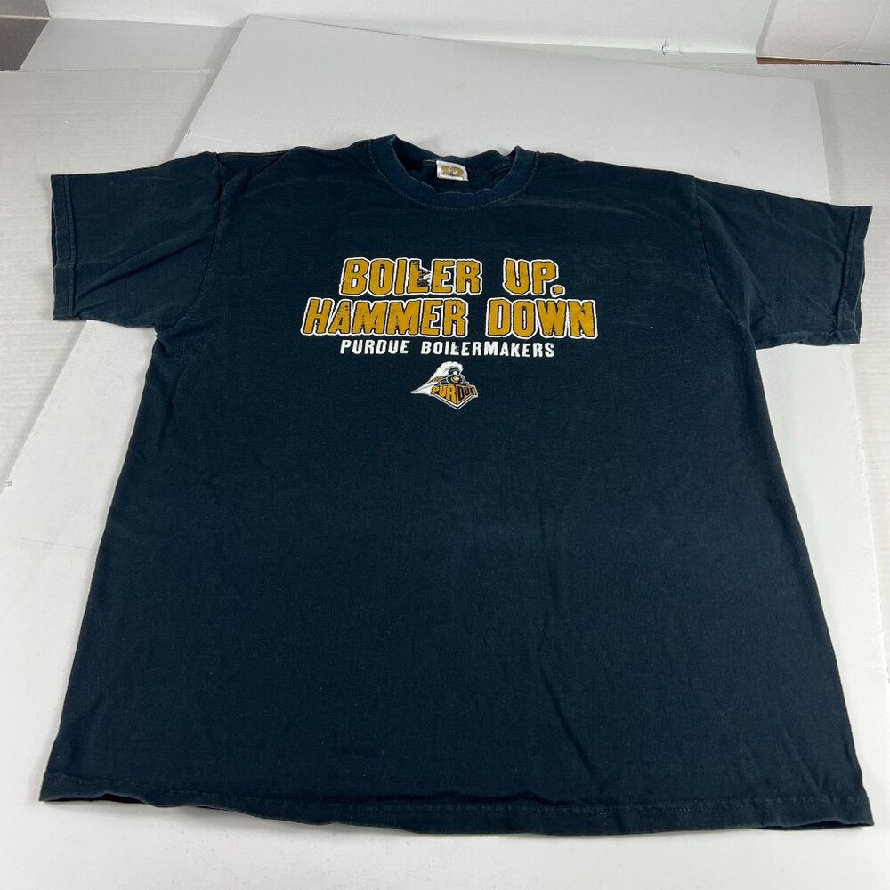 Purdue Boilermakers Shirt Fits Large Black Boiler Up Hammer Down Tee Tag XL